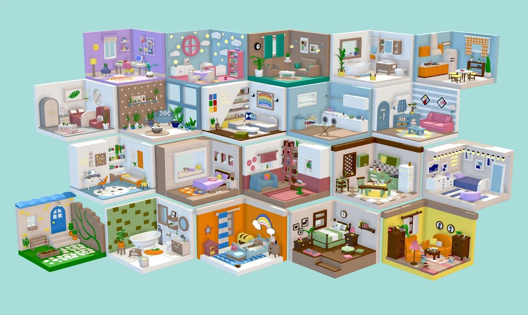 PBR Game 3D Models - Cozy Cartoon Rooms Interior