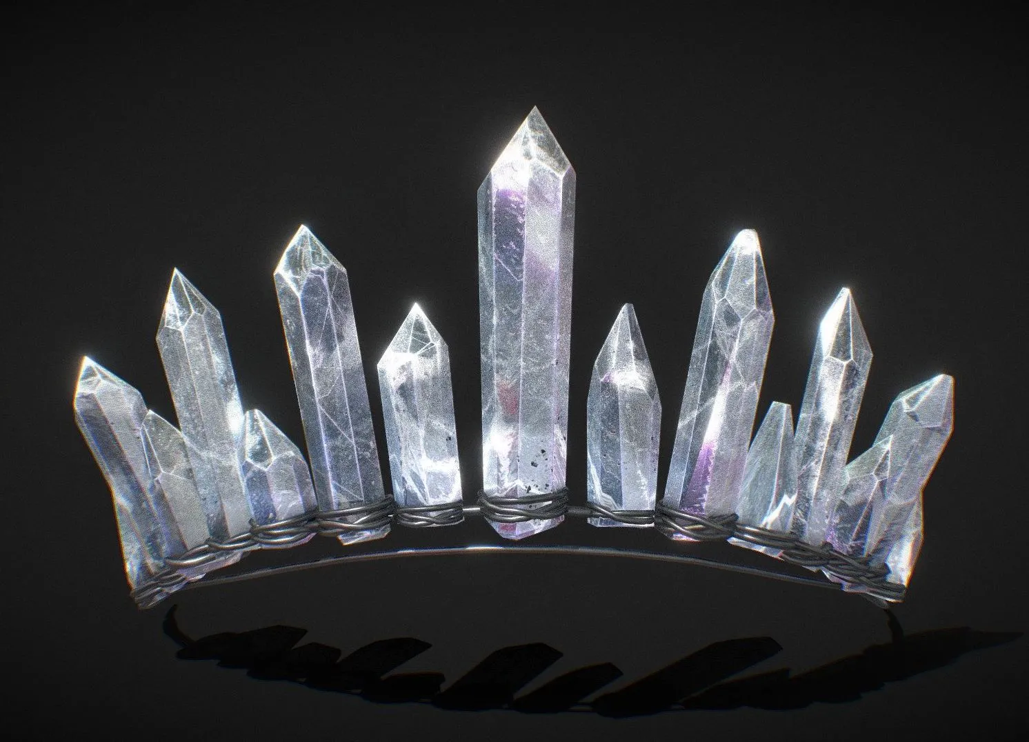 PBR Game 3D Models - Crystal Crown Tiara Diadem Low Poly