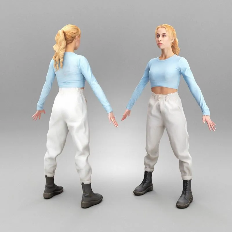 PBR Game 3D Models - Cute woman ready for animation 363