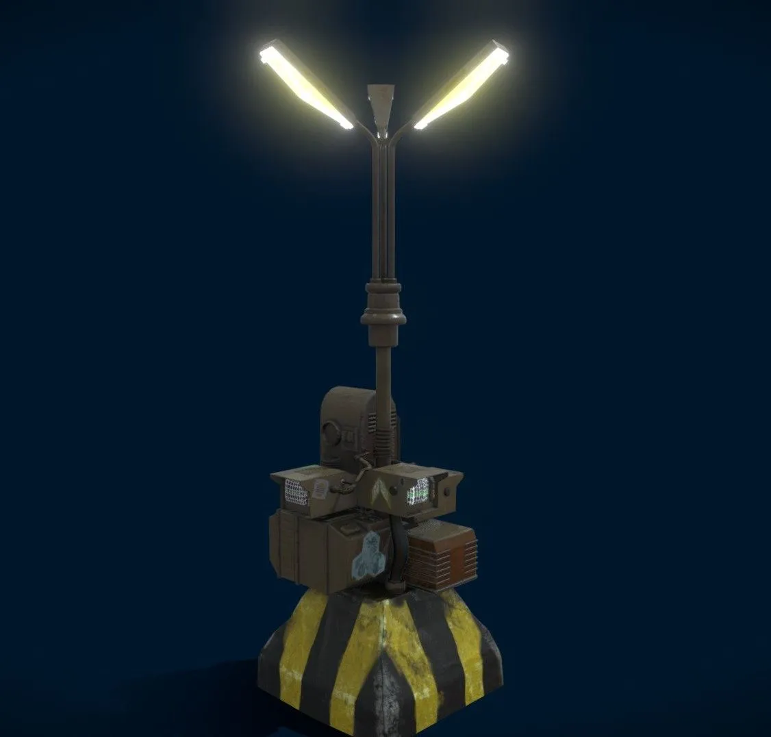 PBR Game 3D Models - Cyberpunk Street Lampblade Runner Style