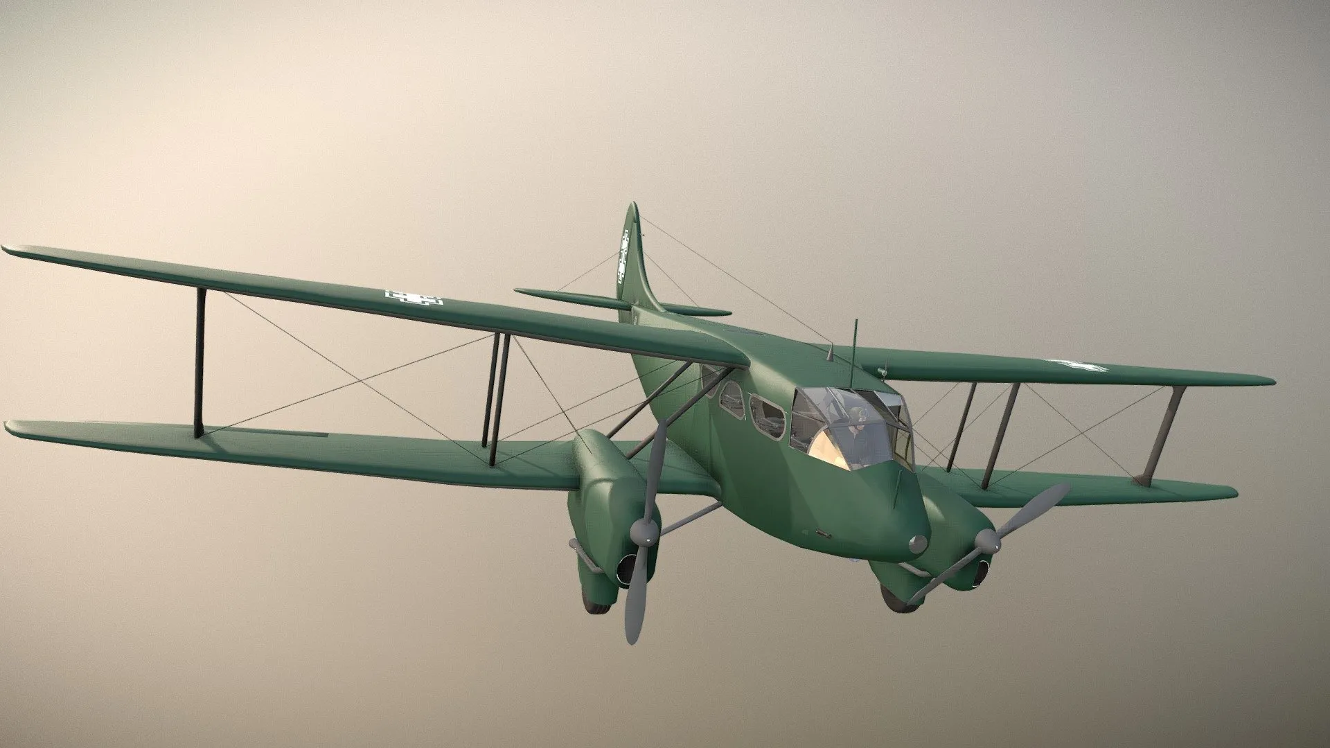 PBR Game 3D Models - De Havilland 89 M Dragon Rapide N701 Laf