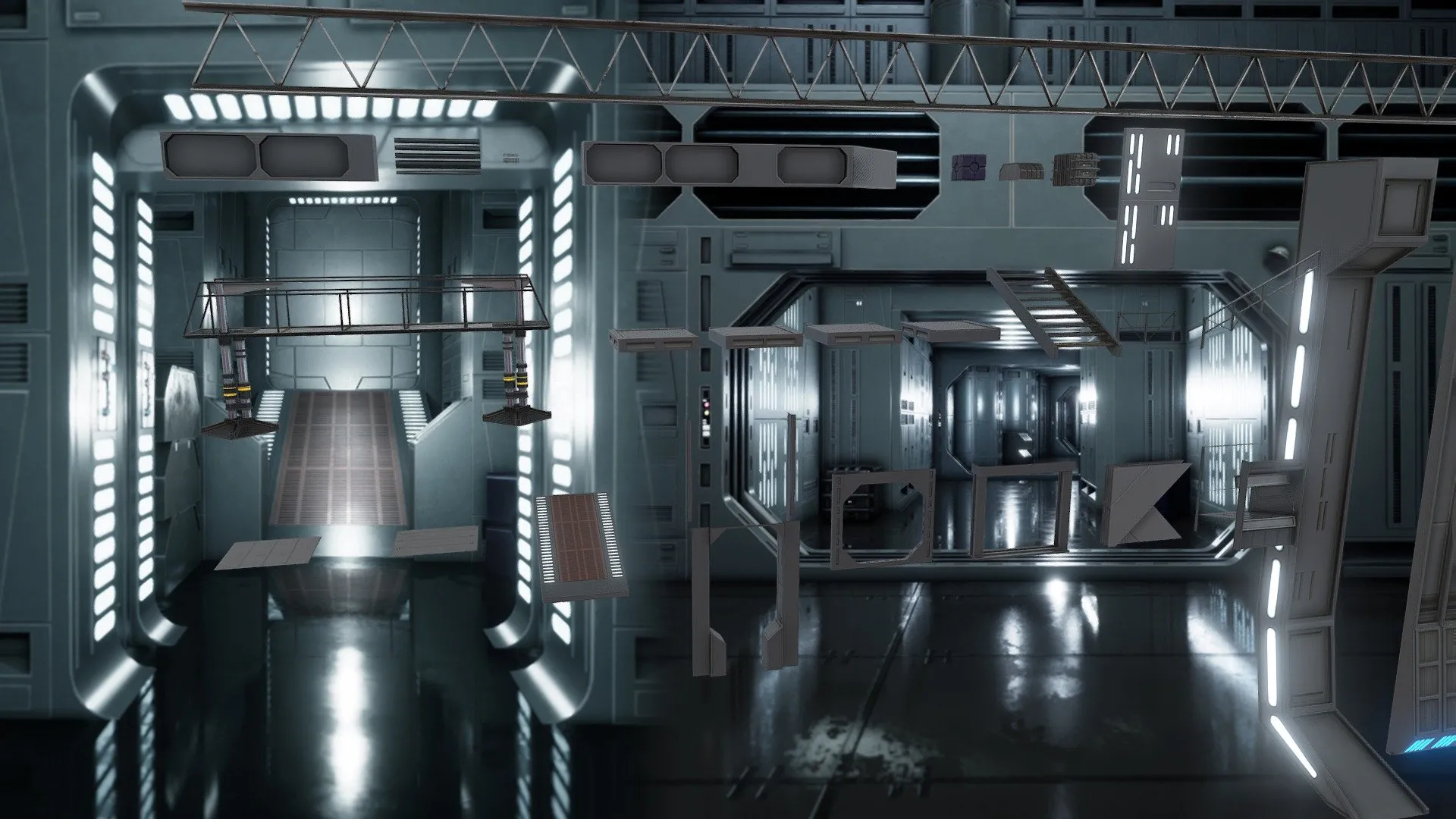 PBR Game 3D Models - Death Star Assets Pack 002