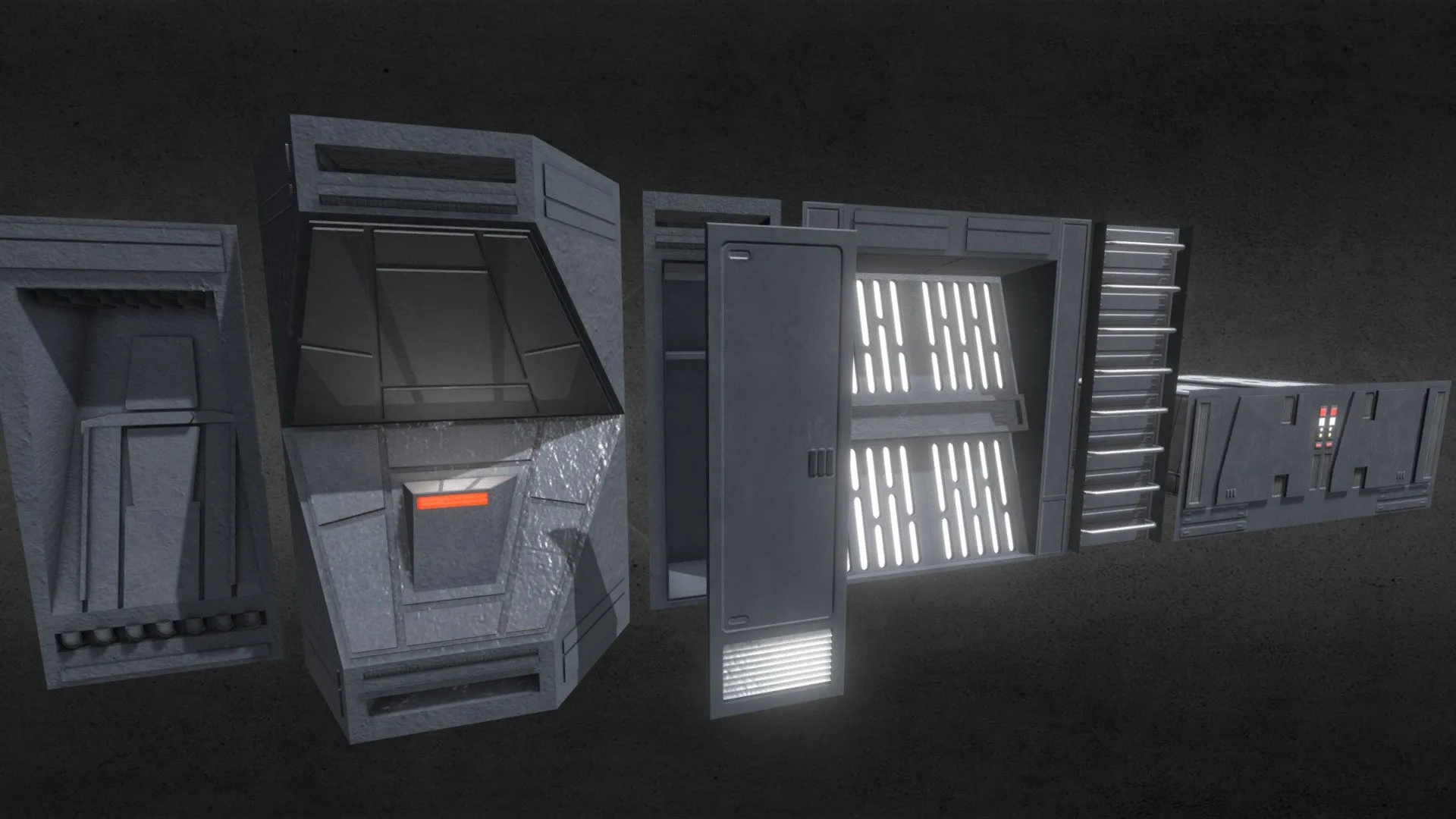 PBR Game 3D Models - Deathstar Wallpanels Group 2