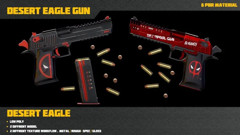 PBR Game 3D Models - Desert Eagle Gun