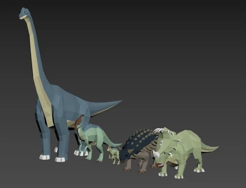 PBR Game 3D Models - Dinosaurs Lowpoly – Herbivores Pack