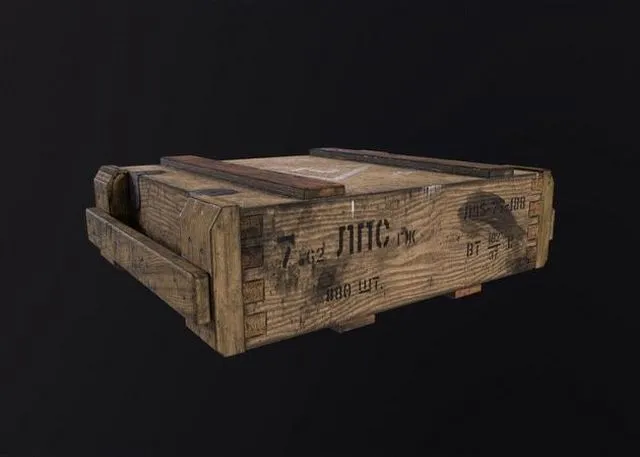 PBR Game 3D Models - Dirty Soviet ammunition crate