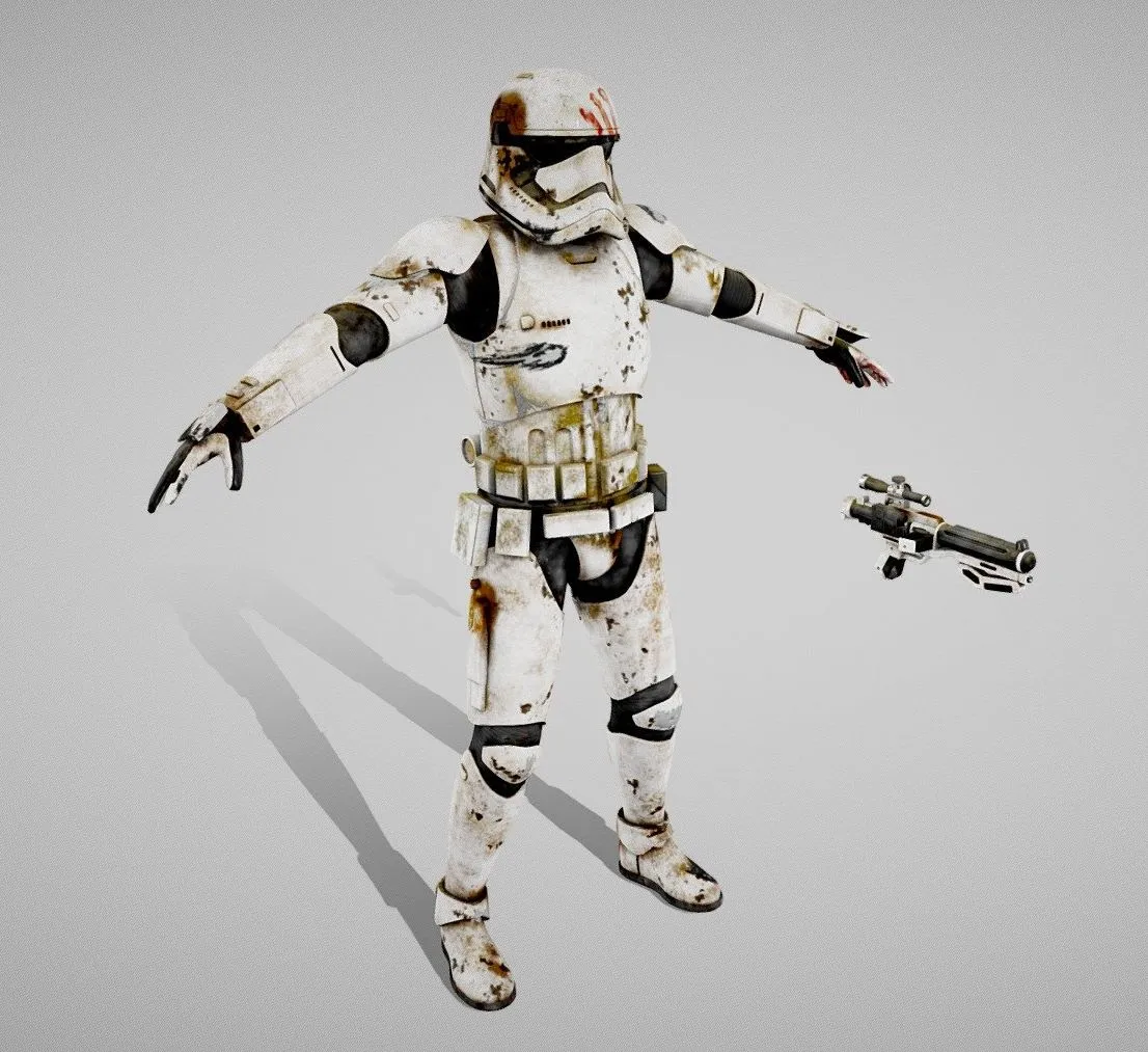 PBR Game 3D Models - Dirty Storm Trooper Light Star Wars First Order
