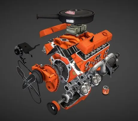PBR Game 3D Models - Disassembled V8 Small Block Engine