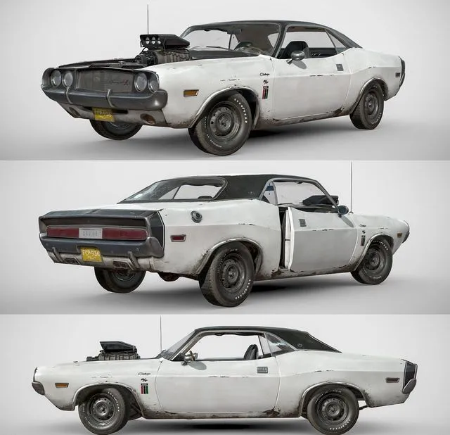 PBR Game 3D Models - Dodge Charger 1968 White Ghost BXbwlk