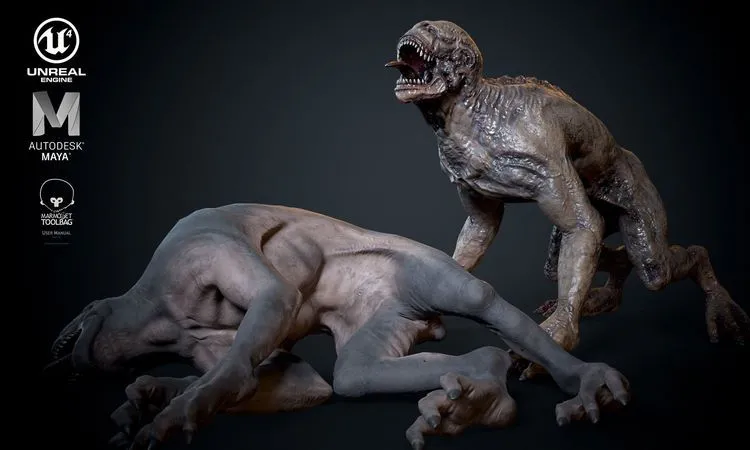 PBR Game 3D Models - Dog alien monster