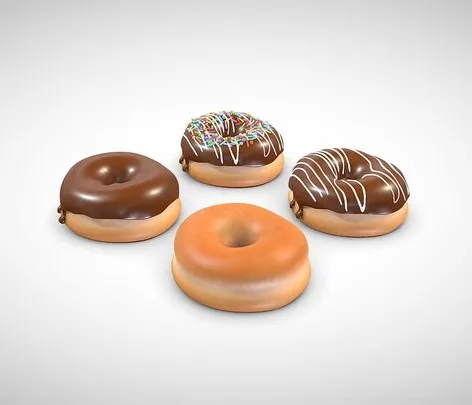PBR Game 3D Models - Donut Pack   4 In 1