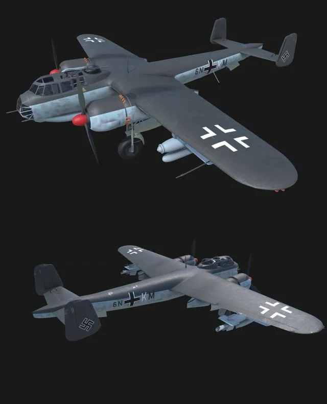 PBR Game 3D Models - Dornier Do217 E5 Hs 293 Missiles