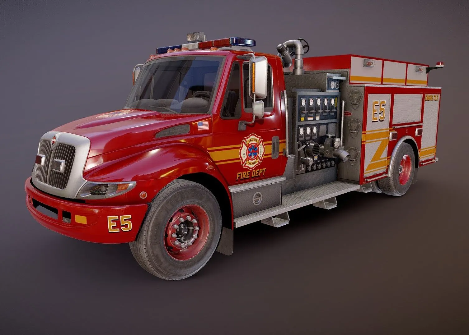 PBR Game 3D Models - Durastar Firetruck