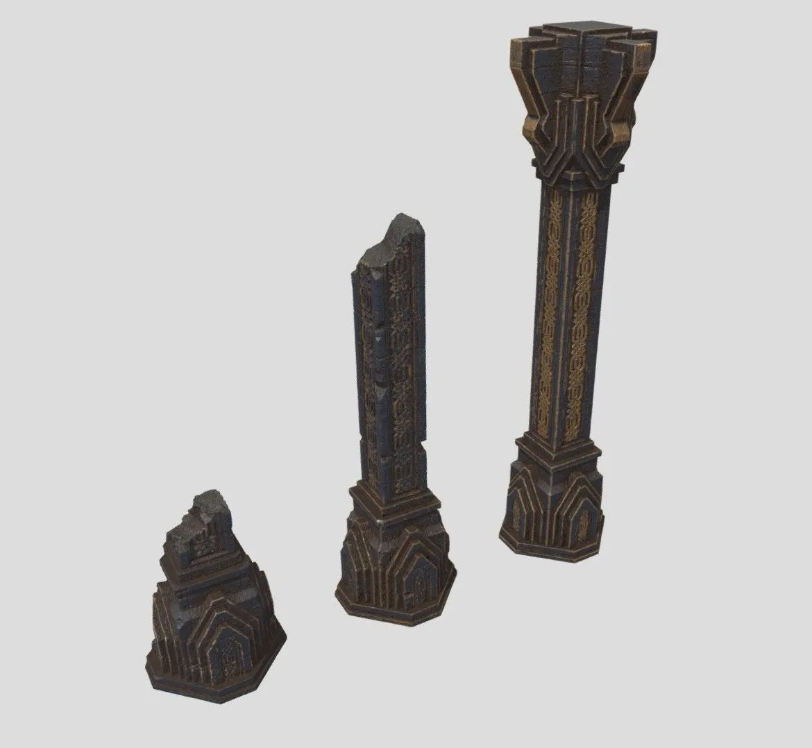 PBR Game 3D Models - Dwarf Pillars Ruin Normal