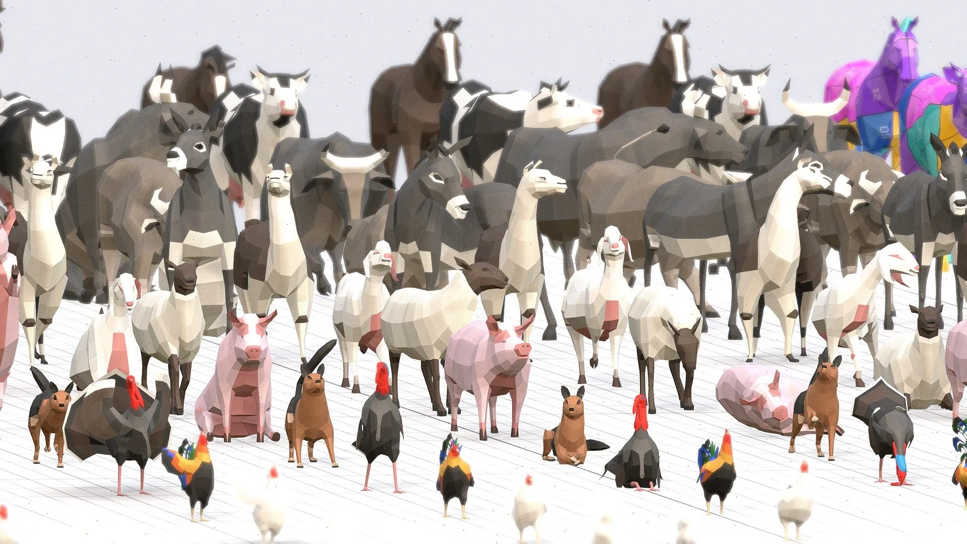 PBR Game 3D Models - Farm Animals Pack