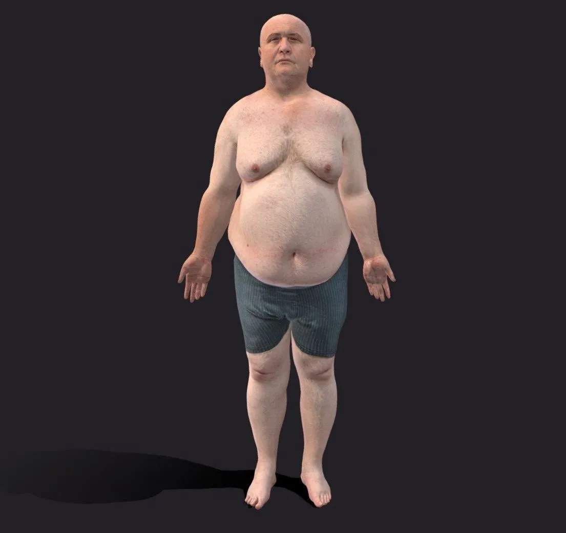PBR Game 3D Models - Fat White Male