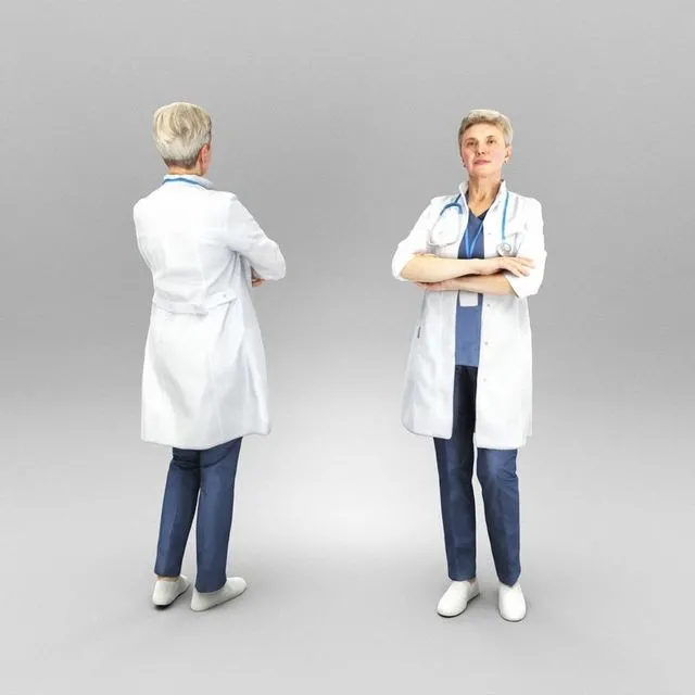 PBR Game 3D Models - Female doctor posing 414