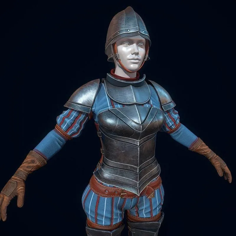 PBR Game 3D Models - Female Guard Armor