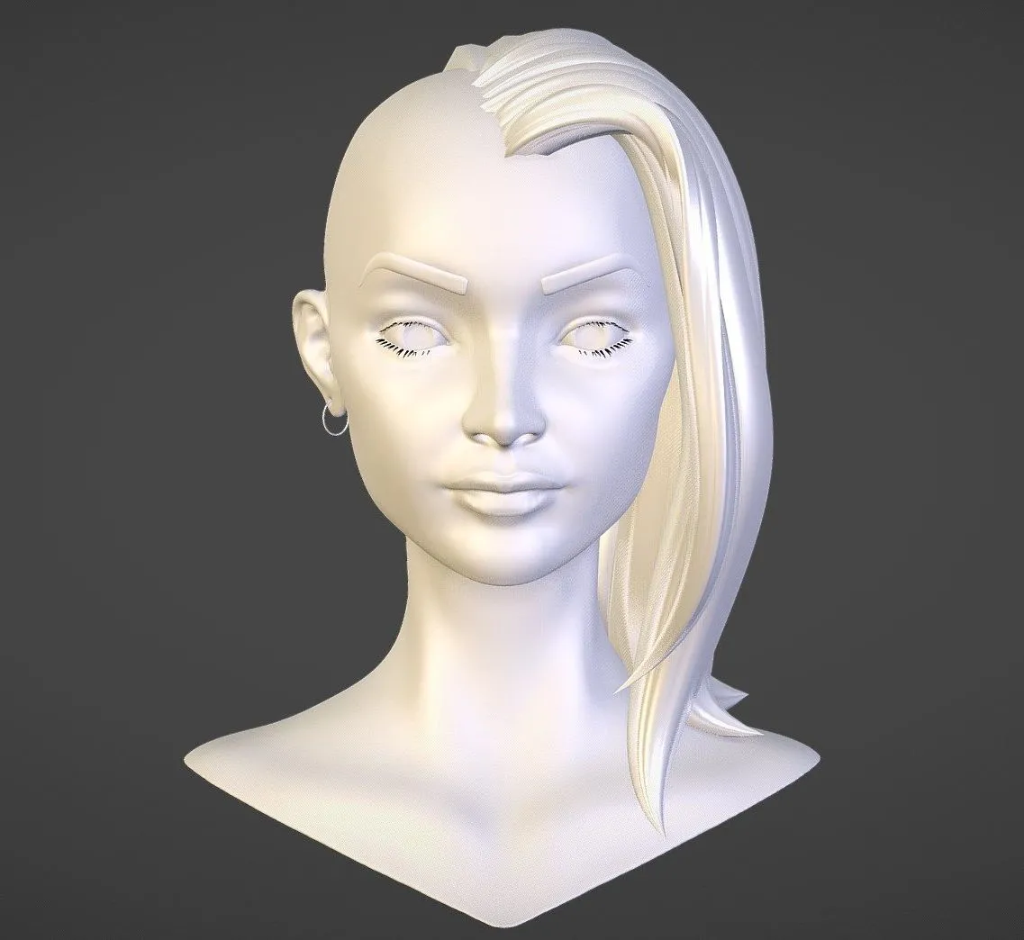 PBR Game 3D Models - Female Head 01 Free