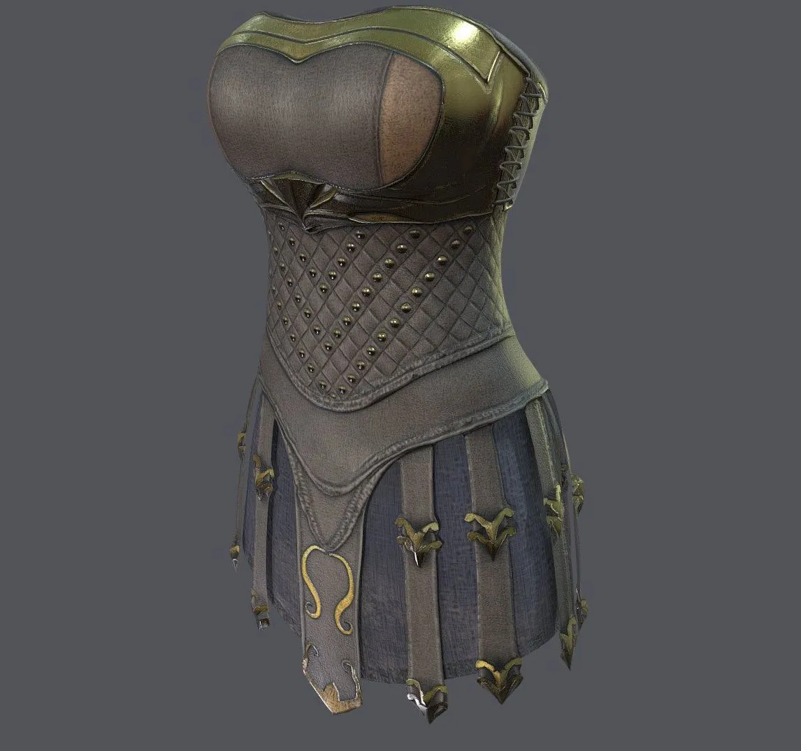 PBR Game 3D Models - Female Strapless Roman Amazon Woman Dress