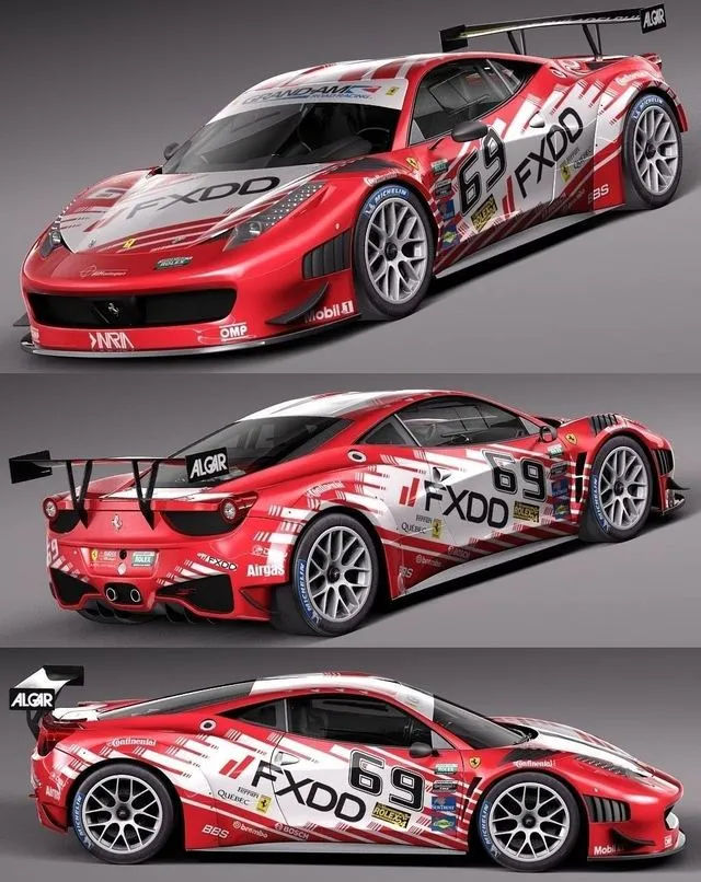 PBR Game 3D Models - Ferrari 458 GT3 Race Car 2014