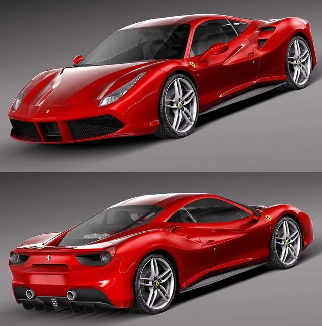 PBR Game 3D Models - Ferrari 488 GTB 2016