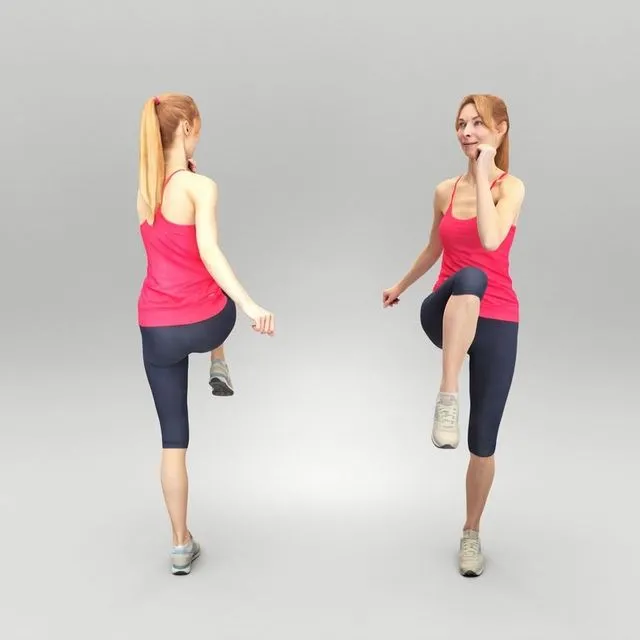 PBR Game 3D Models - Fitness woman doing exercise 421