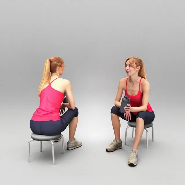 PBR Game 3D Models - Fitness woman sitting with water bottle 411