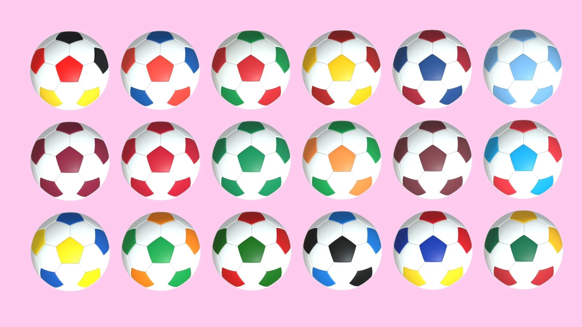PBR Game 3D Models - Flag Soccer Ball Collection 3