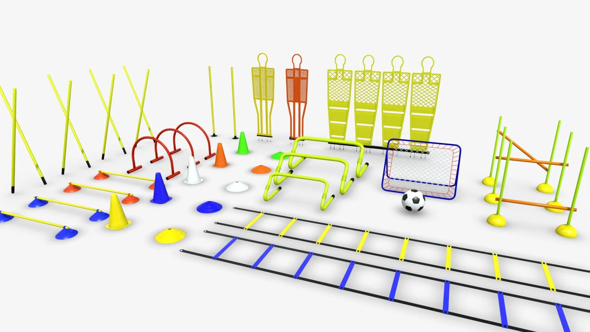 PBR Game 3D Models - Football Training Equipment Pack 3D