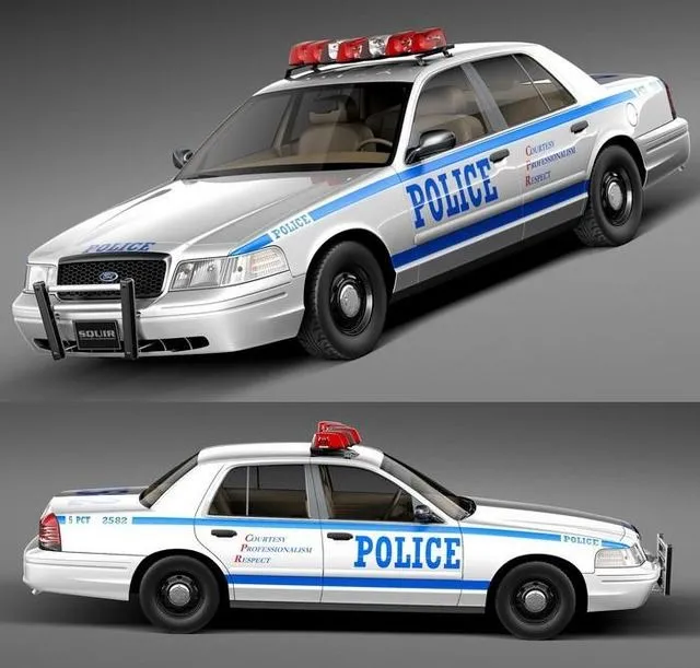 PBR Game 3D Models - Ford Crown Victoria Police Car 1998-2011