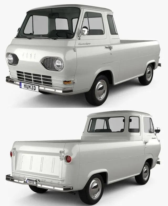 PBR Game 3D Models - Ford E-Series Econoline Pickup 1963
