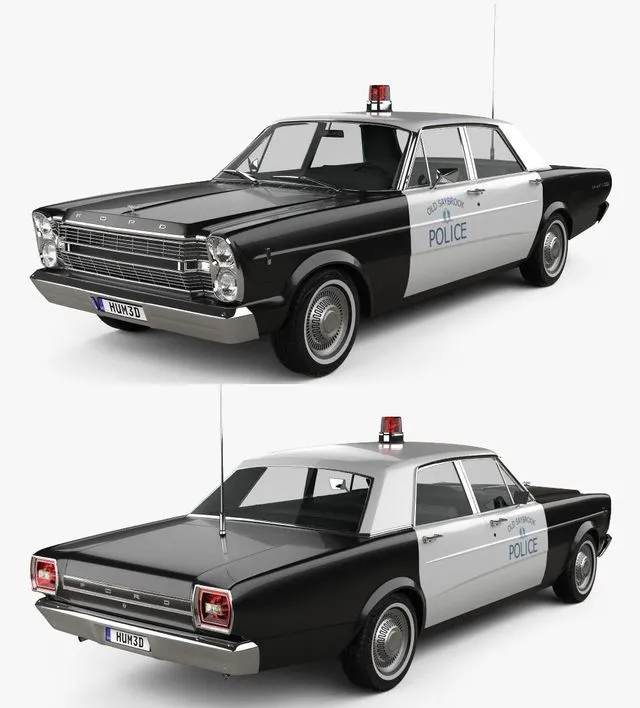 PBR Game 3D Models - Ford Galaxie 500 Police 1966