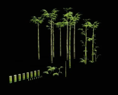 PBR Game 3D Models - Free Bamboo Set