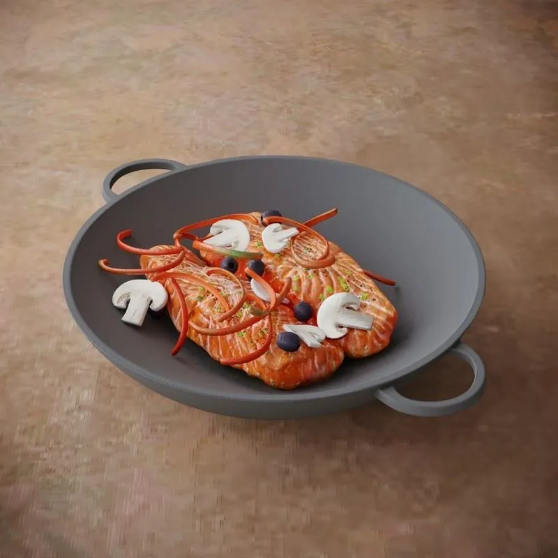 PBR Game 3D Models - Fresh Salmon with Herbs