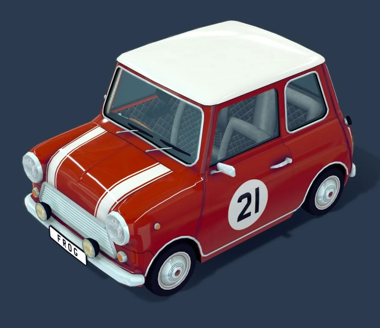PBR Game 3D Models - Frog Retro Cartoon Car