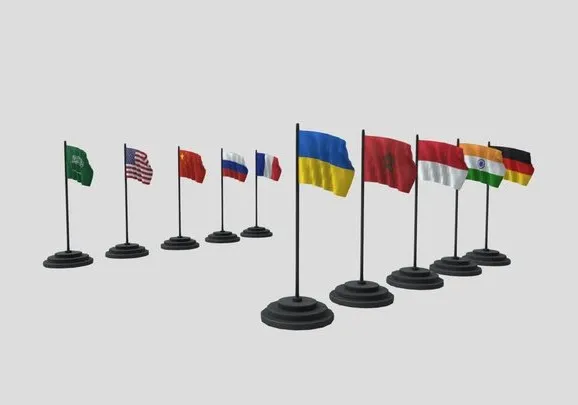 PBR Game 3D Models - G 20 Flags   Country Flags