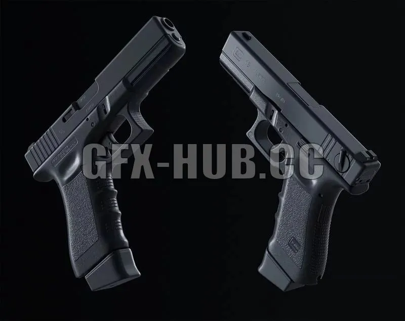 PBR Game 3D Models - G18 pistol for real-time rendering