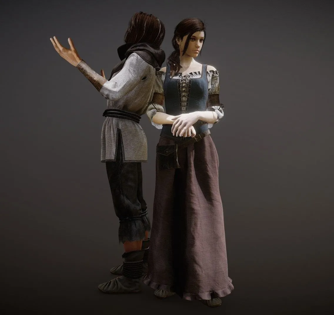 PBR Game 3D Models - G2 Medieval Npcs Preview B