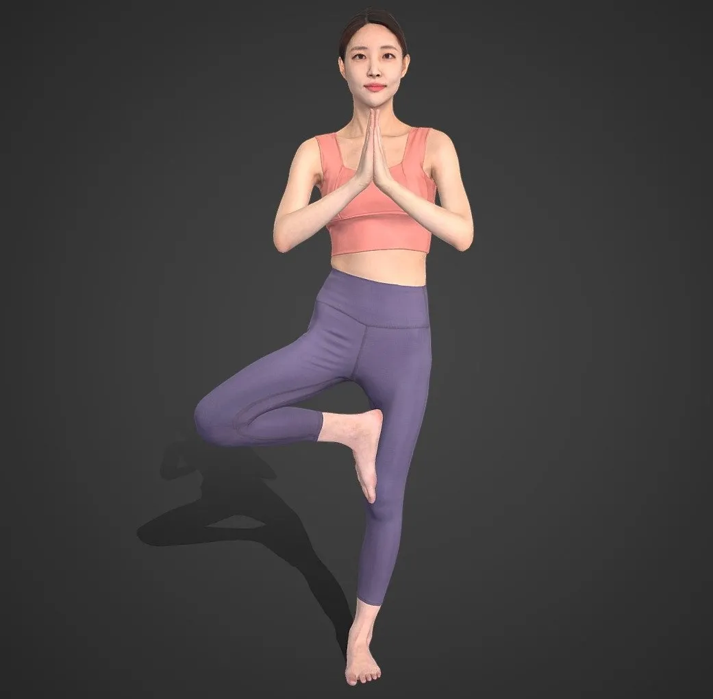 PBR Game 3D Models - Game Ready Asian Woman Scan Posed 13