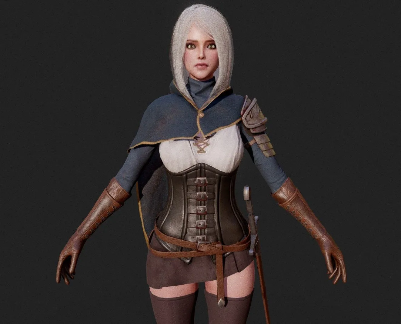 PBR Game 3D Models - Game Ready Swordsman Girl
