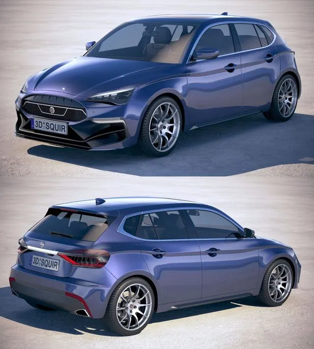 PBR Game 3D Models - Generic Hatchback 2019