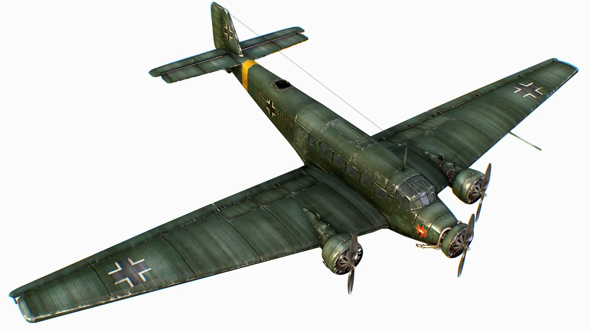 PBR Game 3D Models - German Transport Aircraft Junkers Tante Ju 52