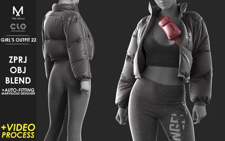 PBR Game 3D Models - Girls Outfit 22 – Marvelous Designer