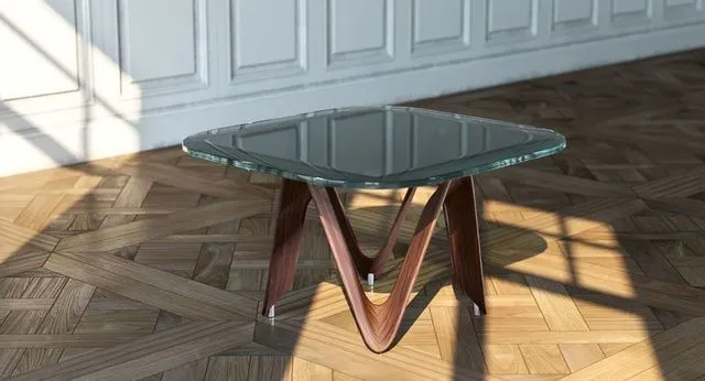 PBR Game 3D Models - Glass Table With Wooden Stand