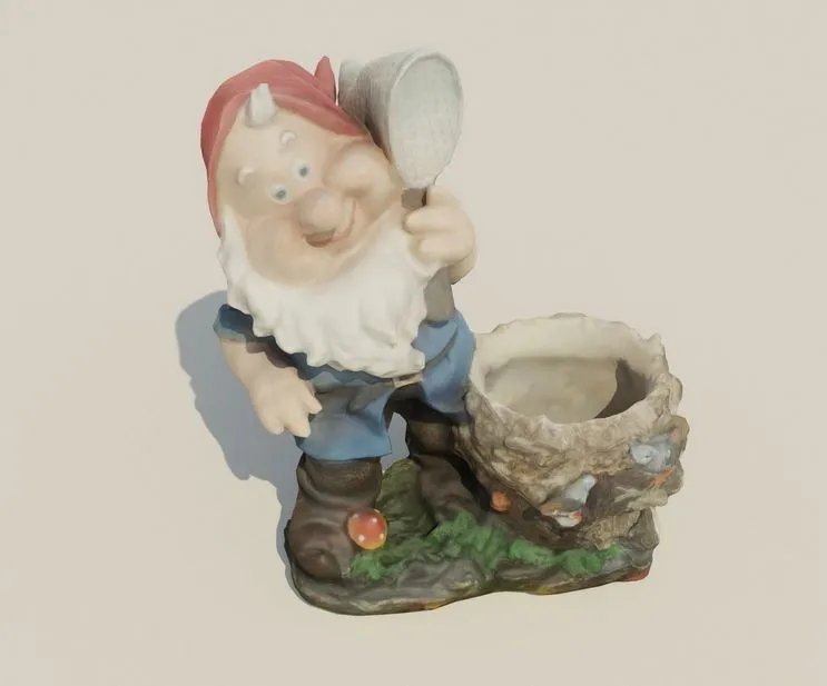 PBR Game 3D Models - Gnome with flowerpot
