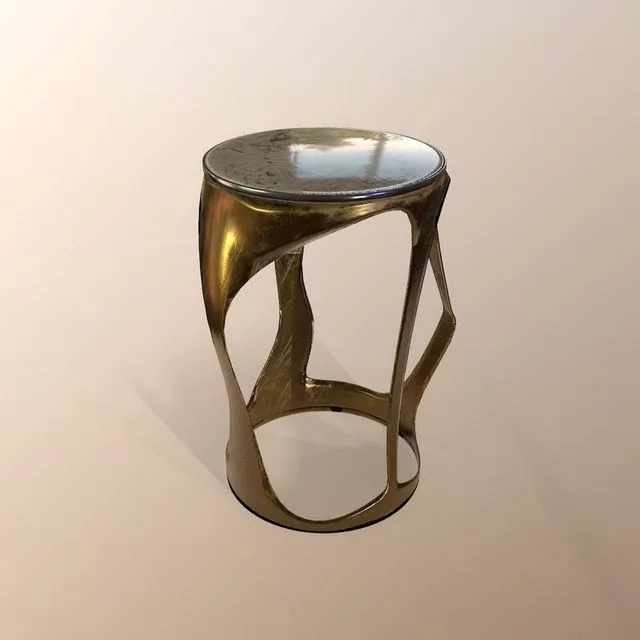 PBR Game 3D Models - Gold bar stool