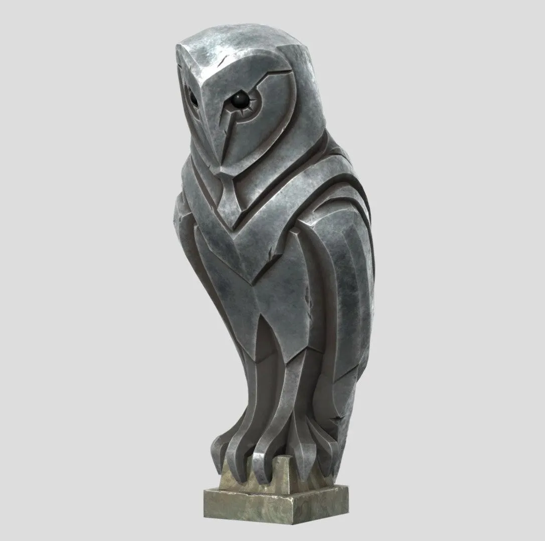 PBR Game 3D Models - Grass Owl Statue
