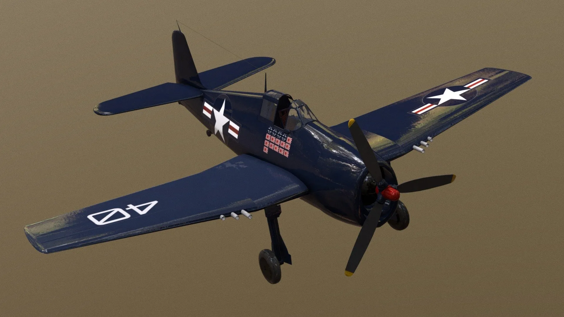 PBR Game 3D Models - Grumman F6f Hellcat