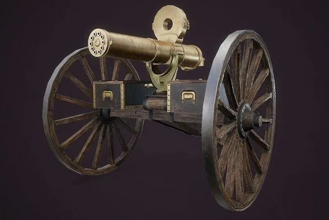 PBR Game 3D Models - Gutling Gun Colt 1883